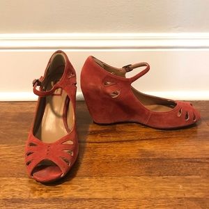 Halogen Burnt Red Suede Wedges
